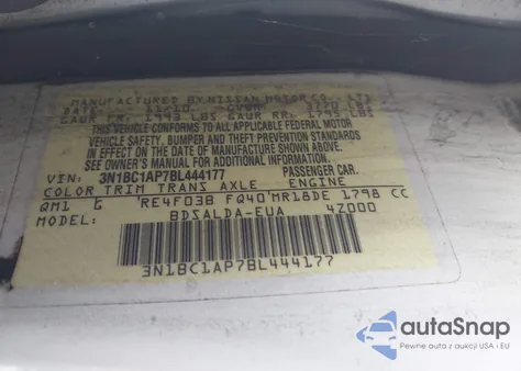 2011 Nissan Versa 1.8S from USA, damaged, VIN 3N1BC1AP7BL444177